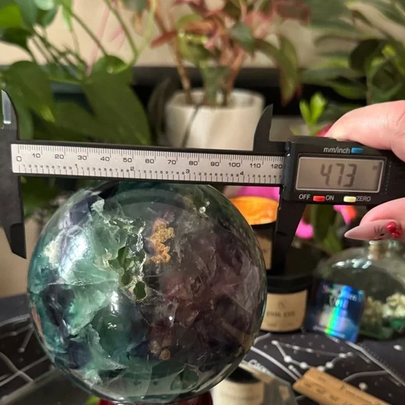 7.1 LB HUGE Druzy Statement Fluorite Crystal Ball Sphere Mineral & Many Rainbows - Picture 12 of 13